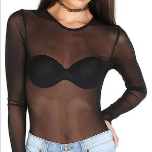 Dolls Kill Sheer Black Mesh Long Sleeve Top Size S